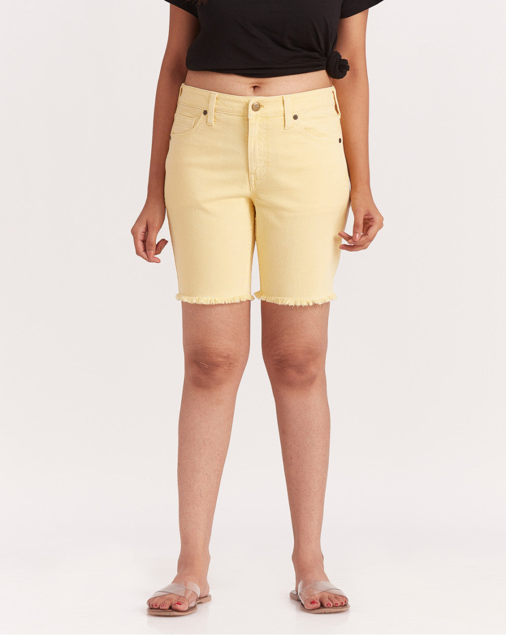 Mid Rise Colored Shorts - Daffodil Yellow