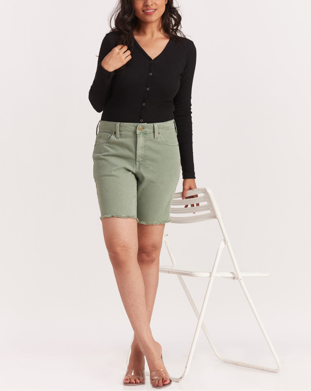 Mid Rise Colored Shorts - Washed Jade