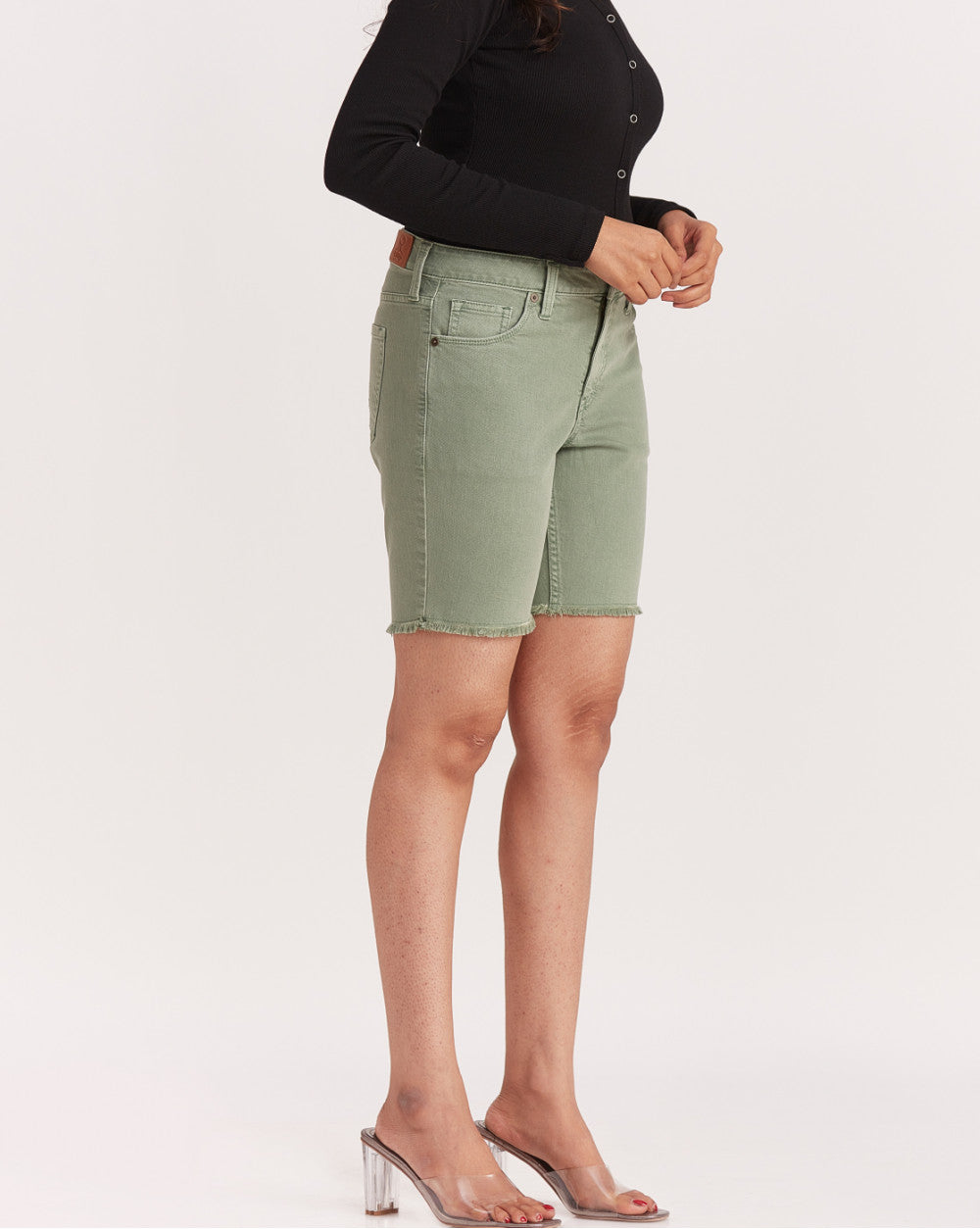 Mid Rise Colored Shorts - Washed Jade