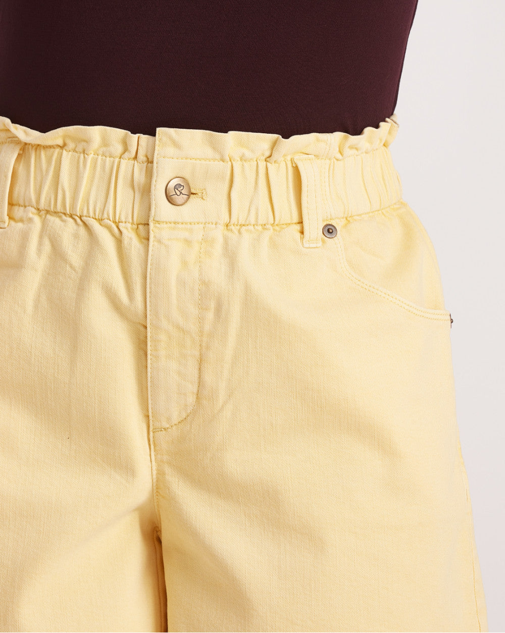 High Waist Paperbag Shorts - Daffodil Yellow