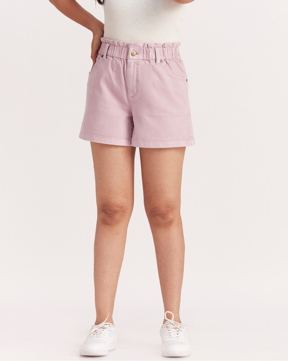 High Waist Paperbag Shorts - Lush Lilac