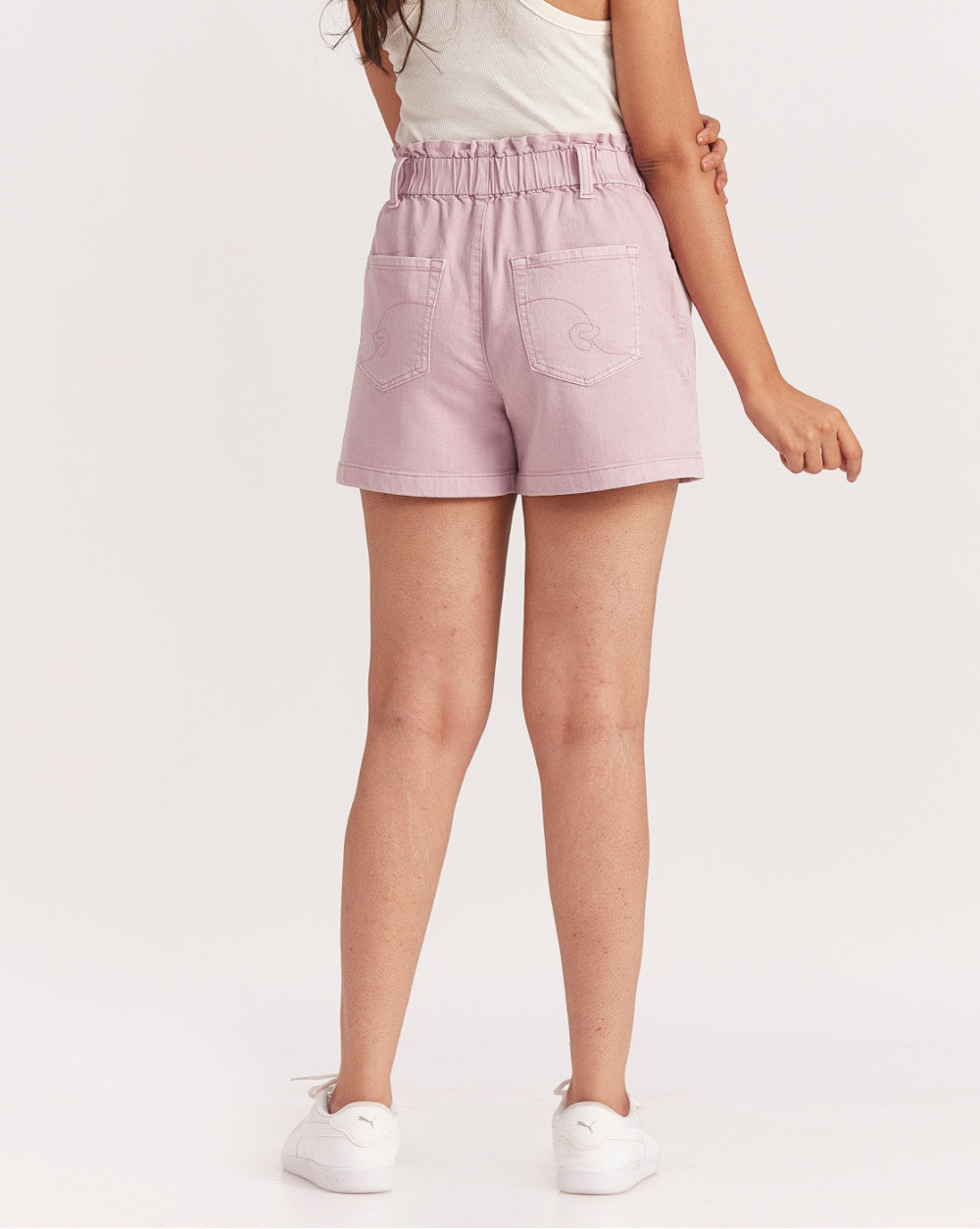 High Waist Paperbag Shorts - Lush Lilac